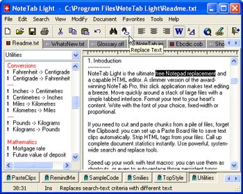 Free HTML editor NoteTab Light