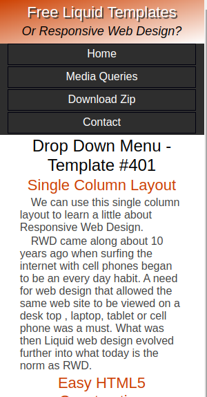 Drop down menu